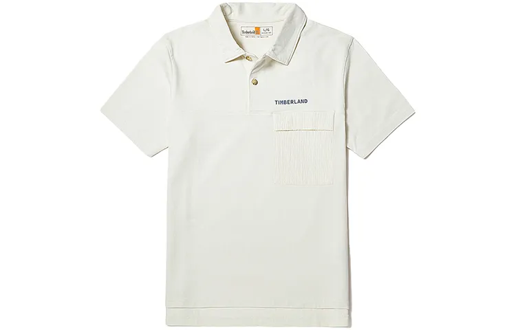 Timberland Polo Shirts Men's Vintage White Polo Collar Moderate Straight Fit