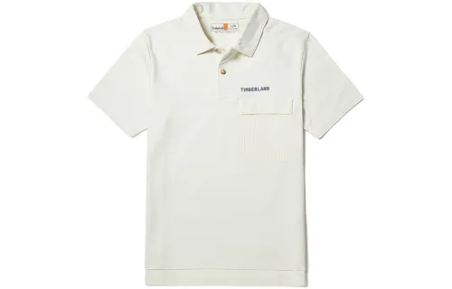 Timberland Polo Shirts Men's Vintage White Polo Collar Moderate Straight Fit