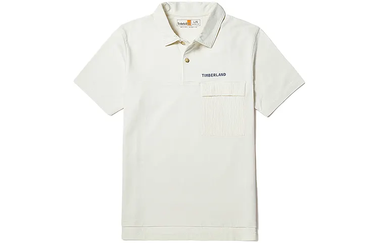 Timberland Polo Shirts Men's Vintage White Polo Collar Moderate Straight Fit