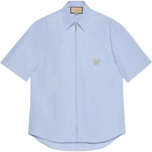 GUCCI Shirts Men's Blue Pointed Collar Moderate Other