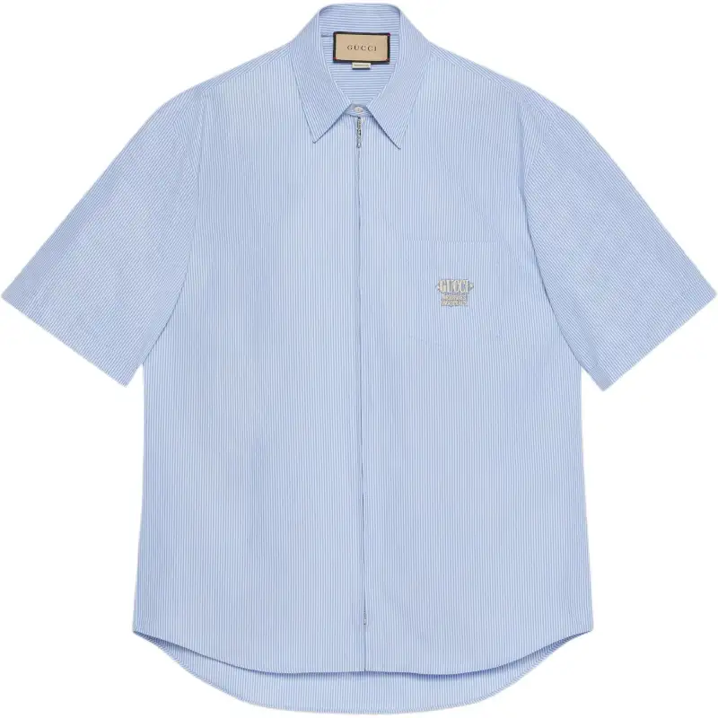 GUCCI Shirts Men's Blue Pointed Collar Moderate Other