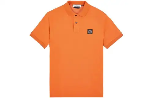 STONE ISLAND Polo Shirts Unisex Burnt Tea Brown Polo Collar Moderate Straight Fit