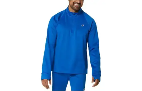 ASICS THERMOPOLIS Sweatshirts Men's Tuna Blue Half Open Collar Moderate Regular