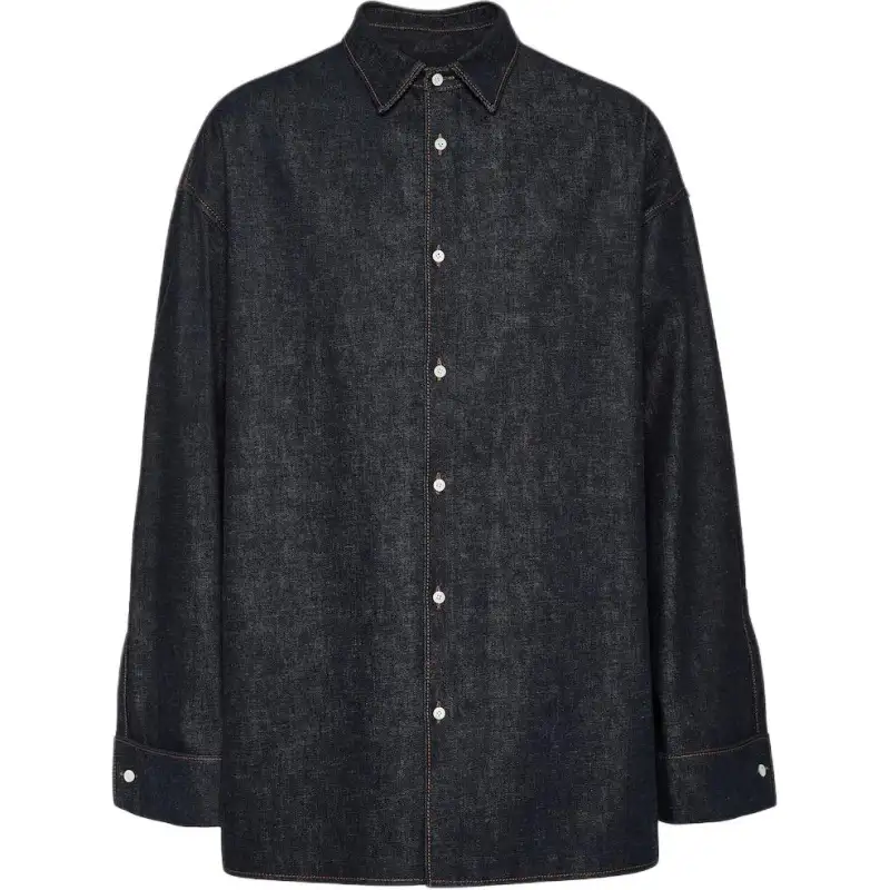 PRADA Enamel-triangle-logo Denim Shirt