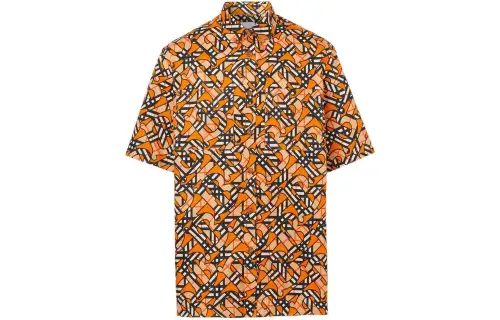 Burberry Shirts Men's Orange Lapel Moderate