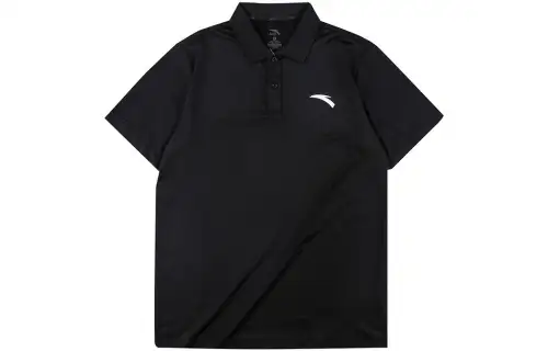 ANTA Polo Shirts Men's Black Polo Collar Moderate Straight Fit