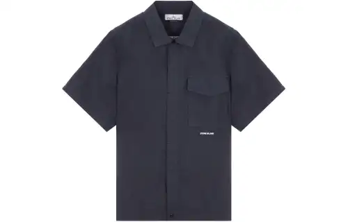 STONE ISLAND Shirts Men's Blue Pointed Collar Moderate Other