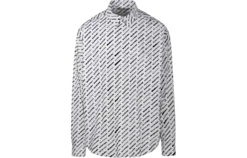 Balenciaga Allover Logo Printed Long Sleeved Shirt