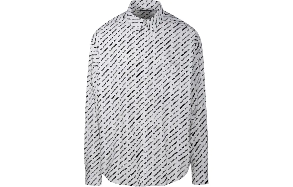 Balenciaga Allover Logo Printed Long Sleeved Shirt
