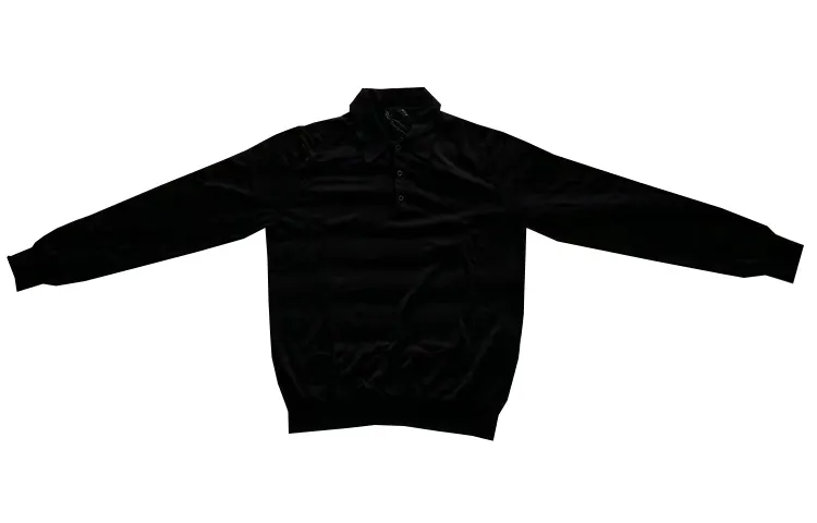 PRADA Polo Shirts Men's Black Polo Collar Moderate Straight Fit