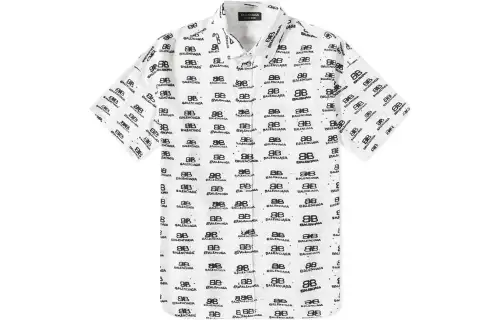 Balenciaga Hand Drawn Bb Icon Oversize Viscose Shirt