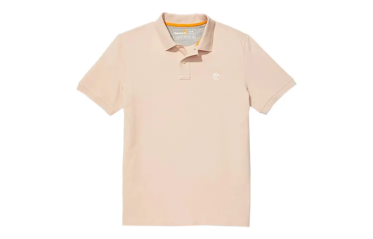 Timberland Polo Shirts Men's Light Pink Polo Collar Moderate Straight Fit