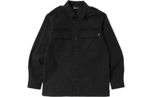 A BATHING APE Shirts Men's Black Lapel Moderate Shirt