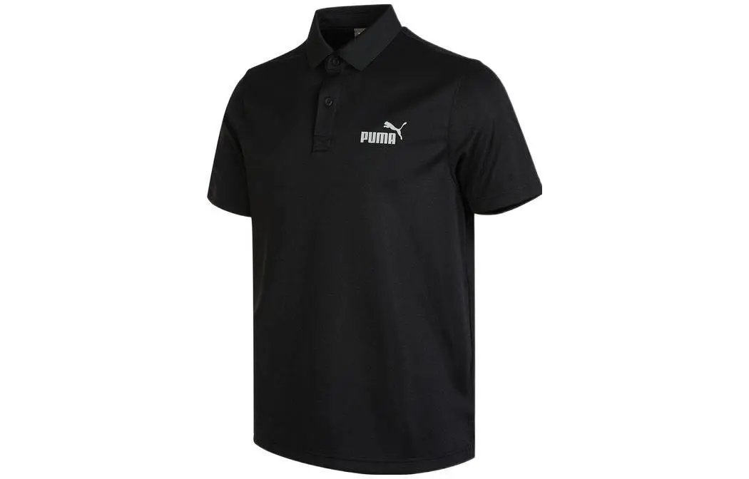 PUMA Polo Shirts Men's Black Polo Collar Moderate Straight Fit