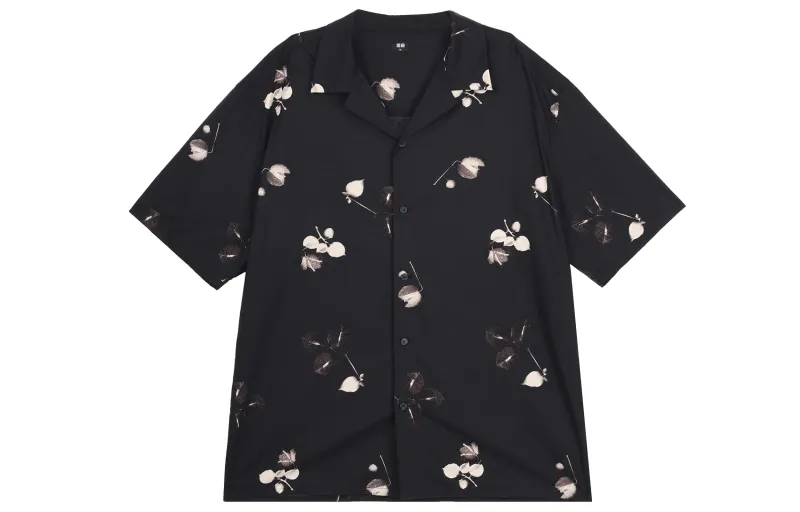 UNIQLO Shirts Unisex Black Lapel Moderate Shirt
