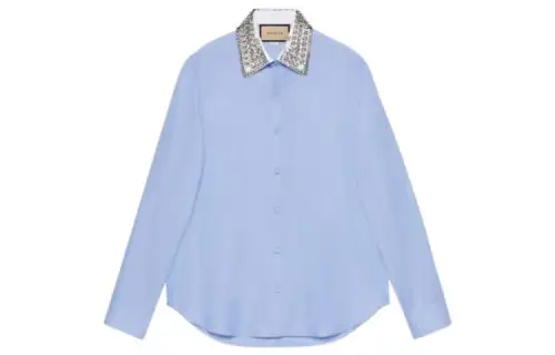 【Previous Season】crystal-embellished collar shirt