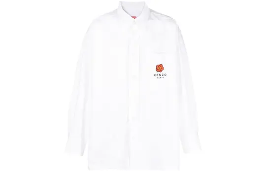 KENZO Shirts Men's White Lapel Moderate Shirt