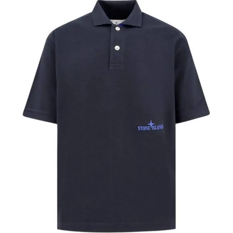 STONE ISLAND Logo Embroidered Short Sleeved Polo Shirt