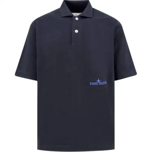 STONE ISLAND Logo Embroidered Short Sleeved Polo Shirt