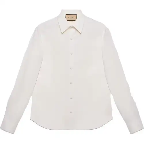 GUCCI Shirts Men's Ivory White Pointed Collar Moderate Other