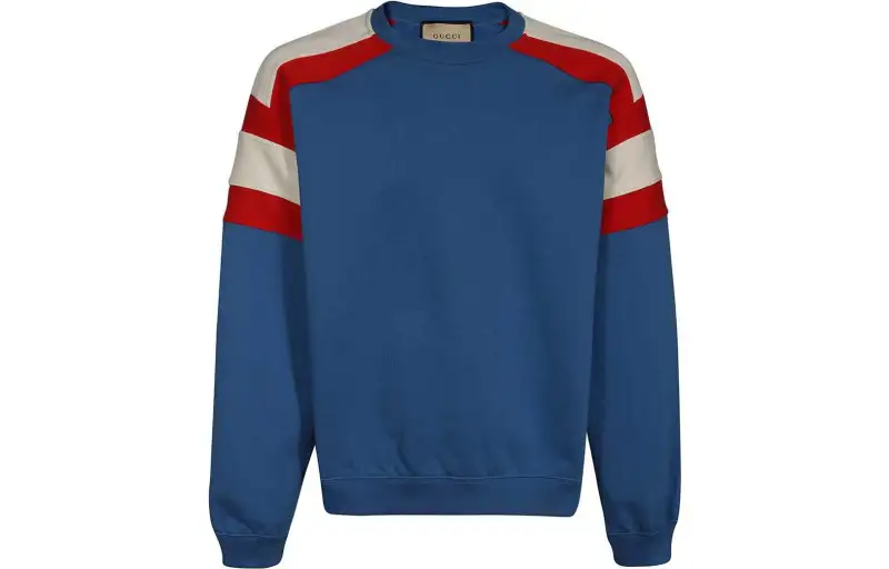 GUCCI Sweatshirts Men's Blue Crew Neck Moderate Regular