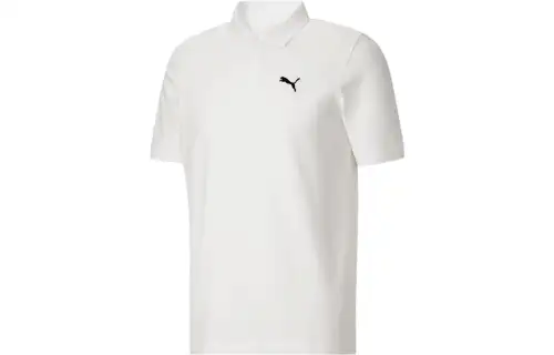 PUMA Polo Shirts Men's White Polo Collar Moderate Straight Fit
