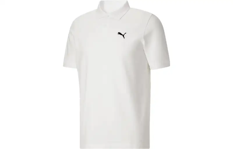 PUMA Polo Shirts Men's White Polo Collar Moderate Straight Fit