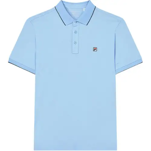 FILA WHITE Polo Shirt Men's Light Bright Blue