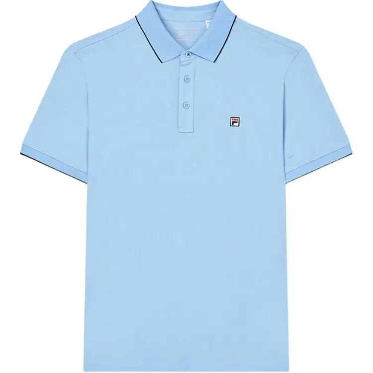 FILA WHITE Polo Shirt Men's Light Bright Blue