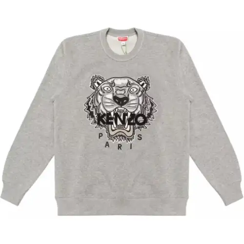 KENZO Sweatshirts Men's Gray Crew Neck Moderate Regular