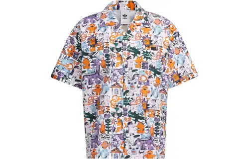 Adidas originals clover KT CO AOP SHIRT sports casual short-sleeved shirt couple style printing