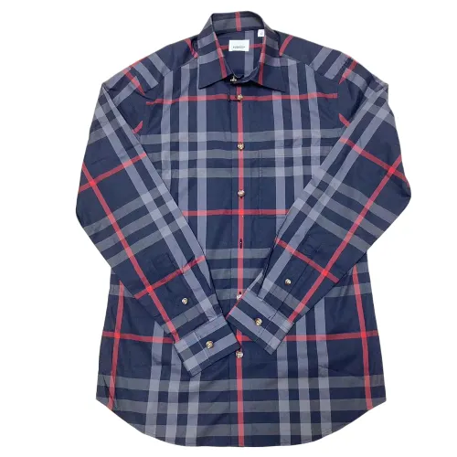 Burberry Shirts Men's Dark Blue Pointed Collar Moderate Other