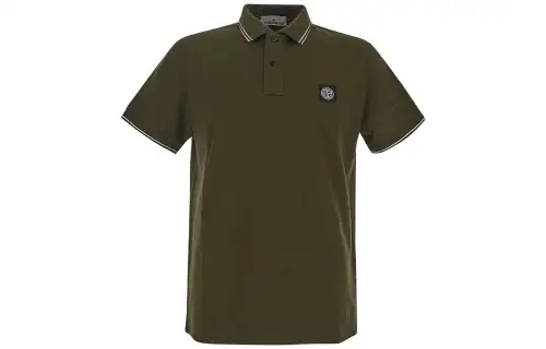 STONE ISLAND Polo Shirts Men's Dark Green Polo Collar Moderate Straight Fit