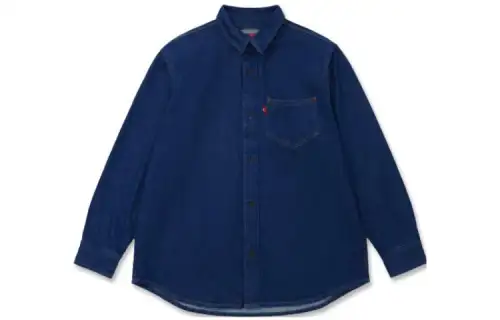 Levis Shirts Men's Blue Lapel Moderate Denim