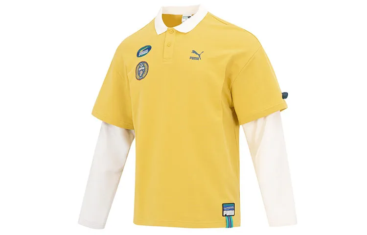 PUMA Polo Shirts Men's Yellow Moderate Mock Two-Piece