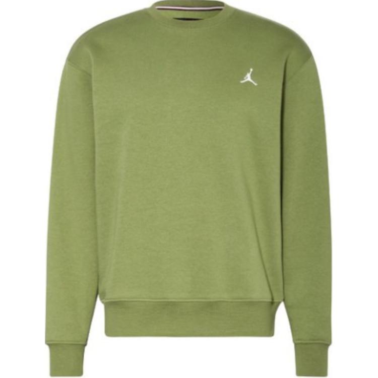 Jordan Brooklyn Fleece Sweatshirts Men's Green Crew Neck Moderate Regular