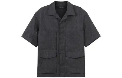 Balenciaga Shirts Men's Dark Gray Cuban Collar Moderate Other