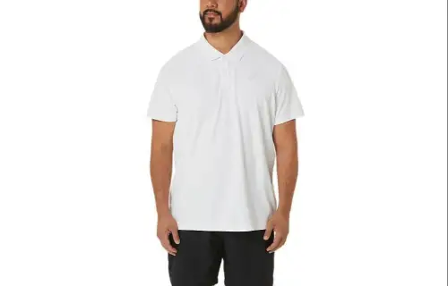 ASICS Polo Shirts Men's White Polo Collar Moderate Straight Fit