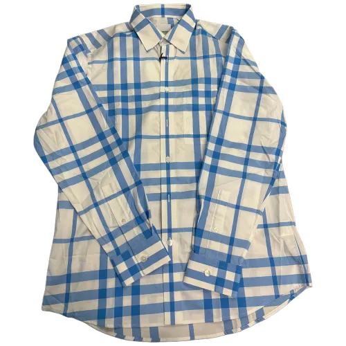 Burberry Shirts Men's Blue Pointed Collar Moderate