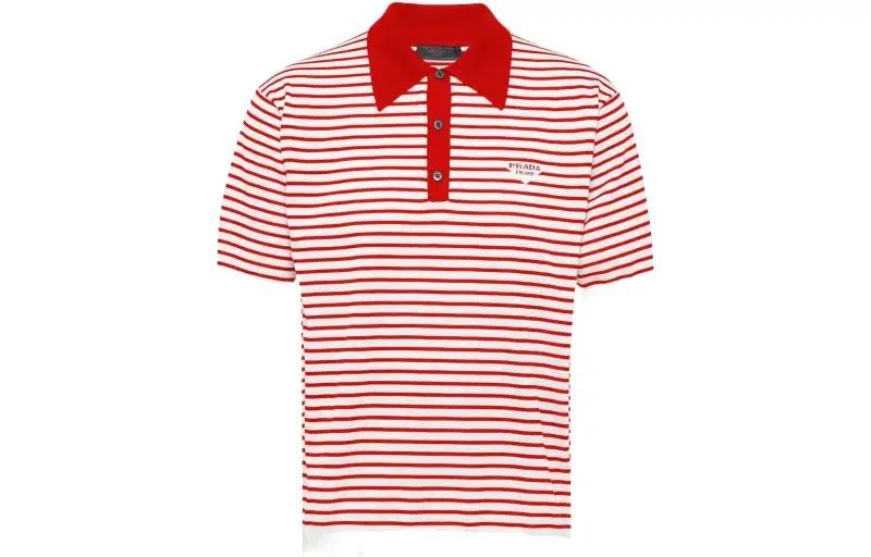 PRADA Shirts Men's Red Stand Collar Moderate