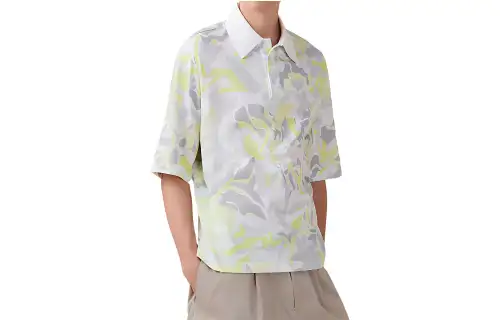 HERMES Polo Shirts Men's Multicolor Polo Collar Moderate Straight Fit