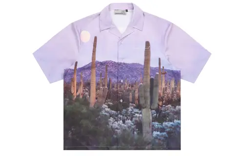 HARSH AND CRUEL SS23 American retro street lettering sunset cactus photography print short-sleeved shirt for men and women, same style, color