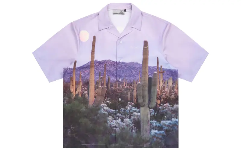 HARSH AND CRUEL SS23 American retro street lettering sunset cactus photography print short-sleeved shirt for men and women, same style, color