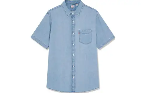 Levis Shirts Men's Denim Blue Pointed Collar Moderate Denim