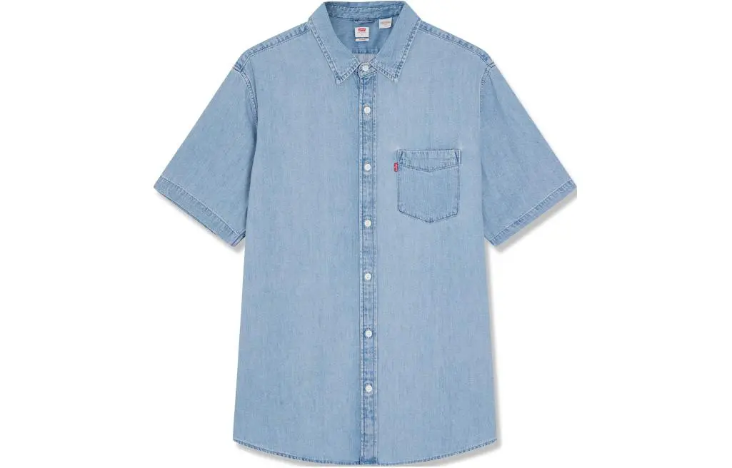 Levi's Shirts Men's Denim Blue Pointed Collar Moderate Denim