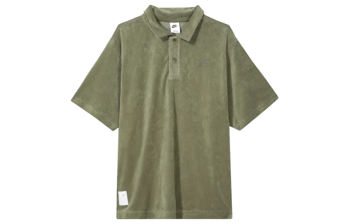 Nike Polo Shirts Men's Medium Olive Green Polo Collar Moderate Straight Fit