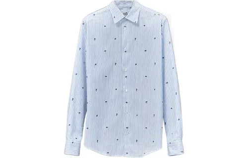 HERMES Shirts Men's Light Blue Lapel Moderate Other