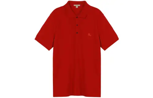 Burberry Polo Shirts Men's Red Polo Collar Moderate Straight Fit