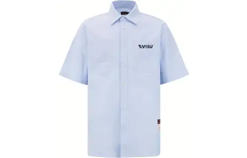 EVISU Shirts Men's Blue Polo Collar Moderate Other