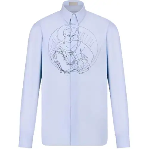 DIOR Shirts Men's Blue Lapel Moderate Other